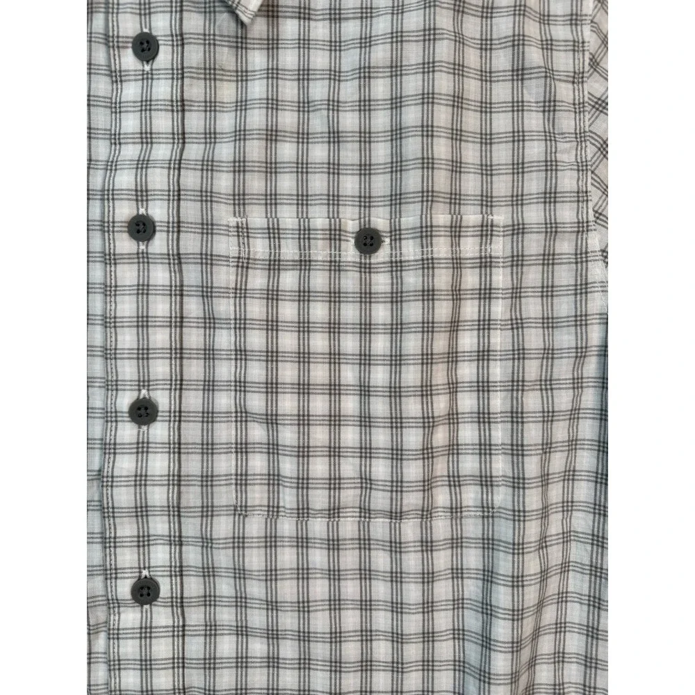 The North Face Mens Gray Plaid Short Sleeve Button Down Hiking Shirt Size Medium